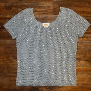 Talbots 85% silk sequin sweater top size LARGE vintage excellent condition